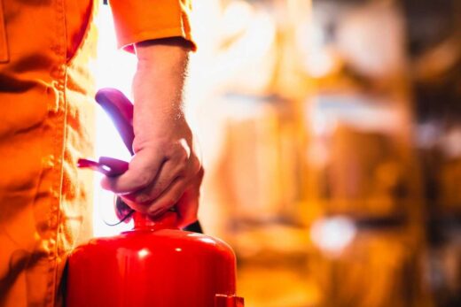 fire extinguisher being carried